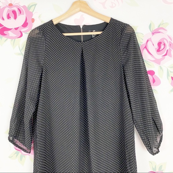 H&M Black White Polka Dot Shift Mini Dress 4 - Picture 2 of 8